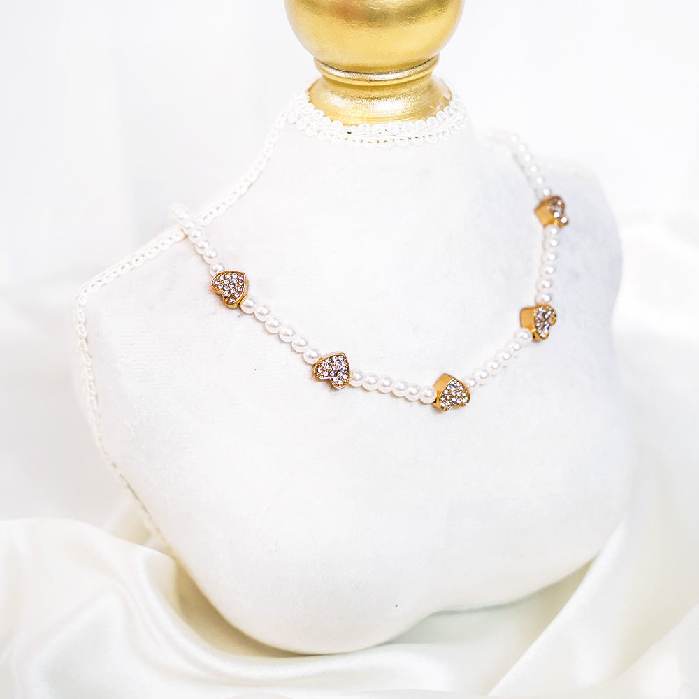 Heart Pearl Choker Necklace