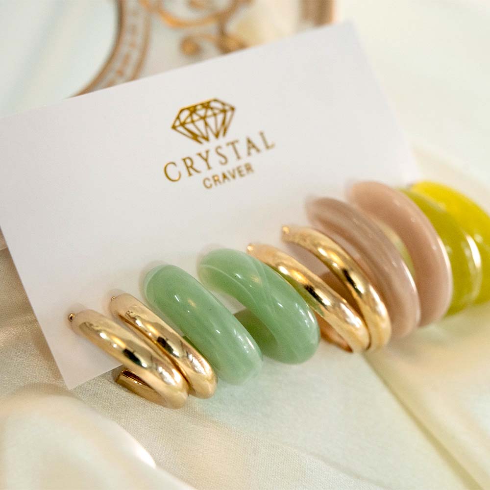 Statement Resin Hoops Earrings Set