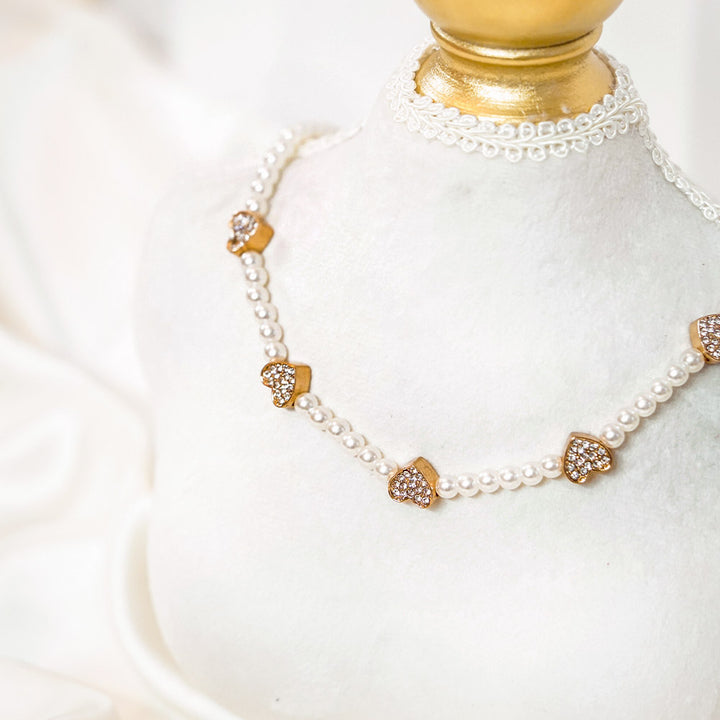 Heart Pearl Choker Necklace
