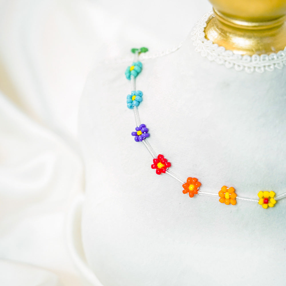Summer Girl Rainbow Beaded Choker