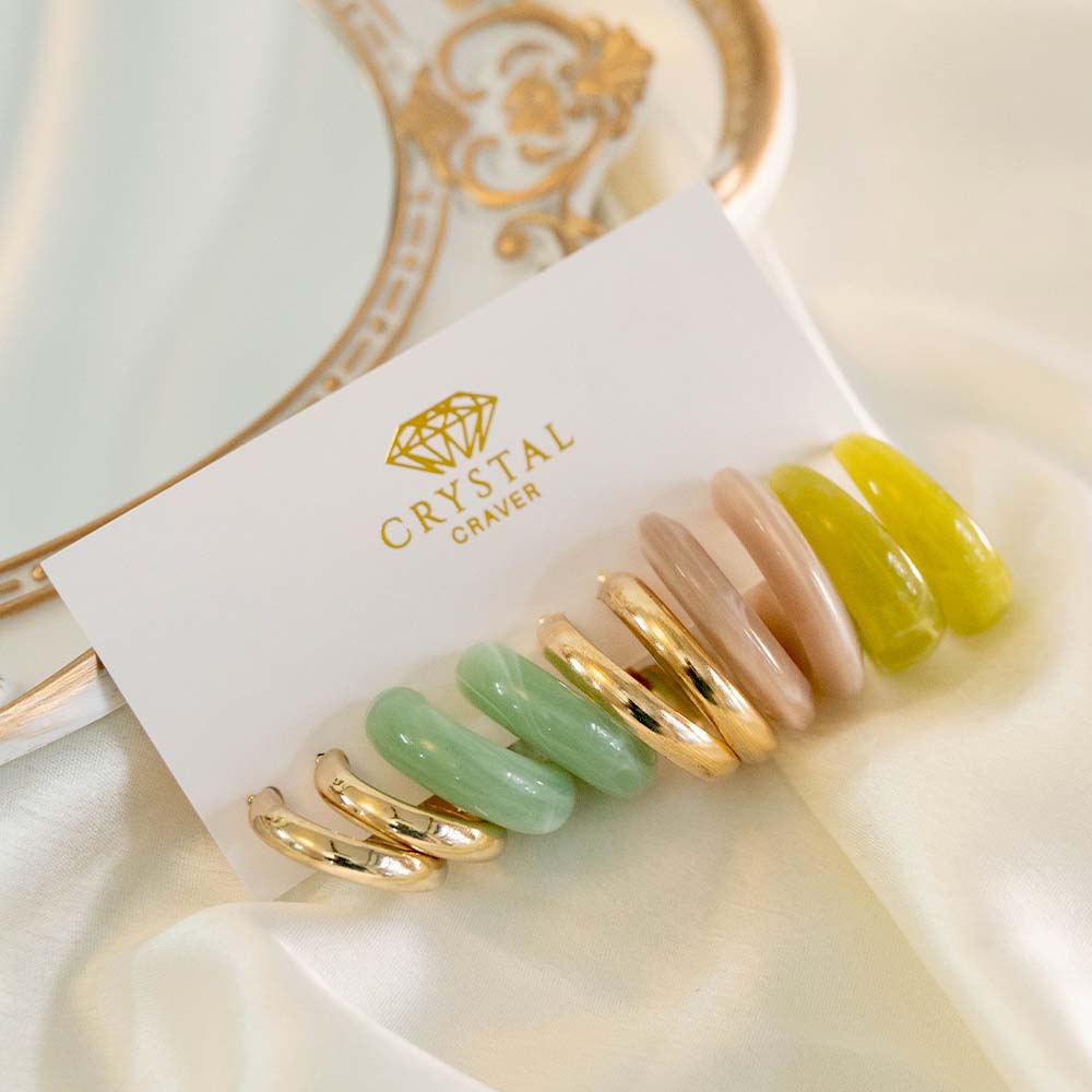 Statement Resin Hoops Earrings Set