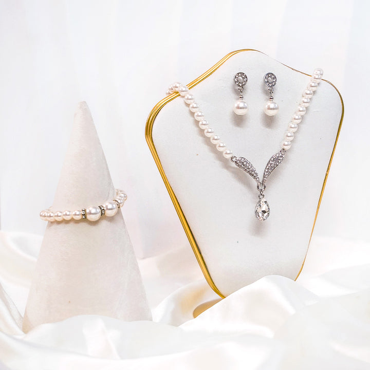 Pearl Jewel Earring, Bracelet & Necklace Combo