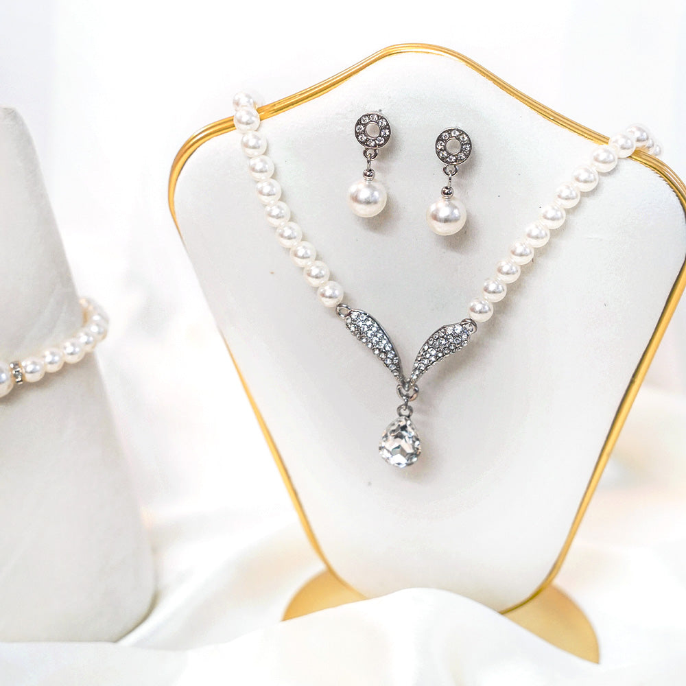 Pearl Jewel Earring, Bracelet & Necklace Combo