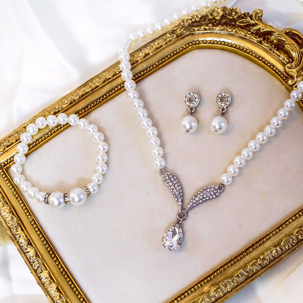 Pearl Jewel Earring, Bracelet & Necklace Combo
