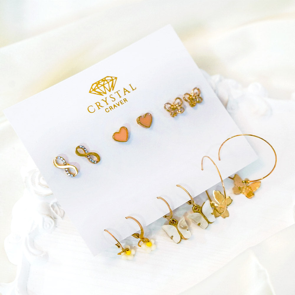 Dainty Butterfly Earrings Set Of 6