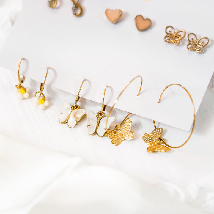 Dainty Butterfly Earrings Set Of 6