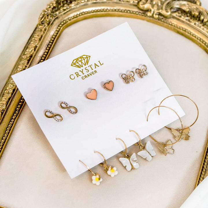 Dainty Butterfly Earrings Set Of 6