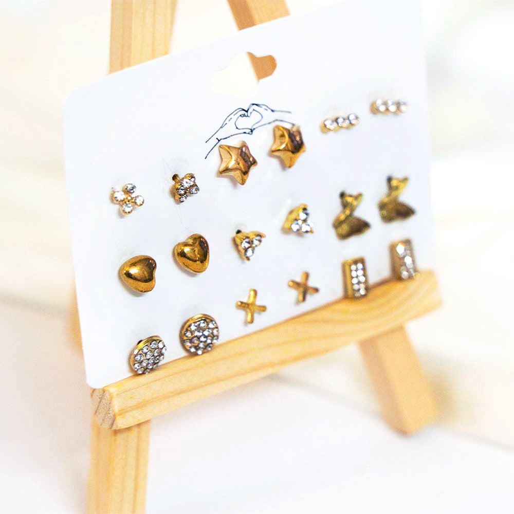 Cute Charm Stud Earring Set Of 9