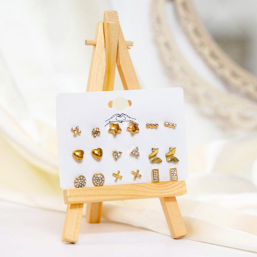 Cute Charm Stud Earring Set Of 9