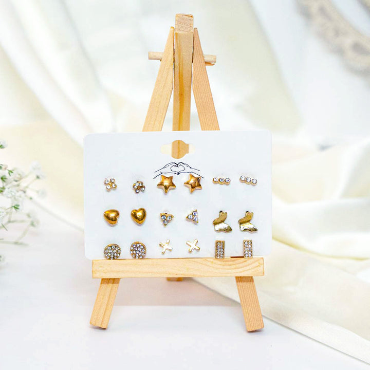 Cute Charm Stud Earring Set Of 9