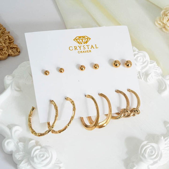 Vintage Gold Earring Set Of 6