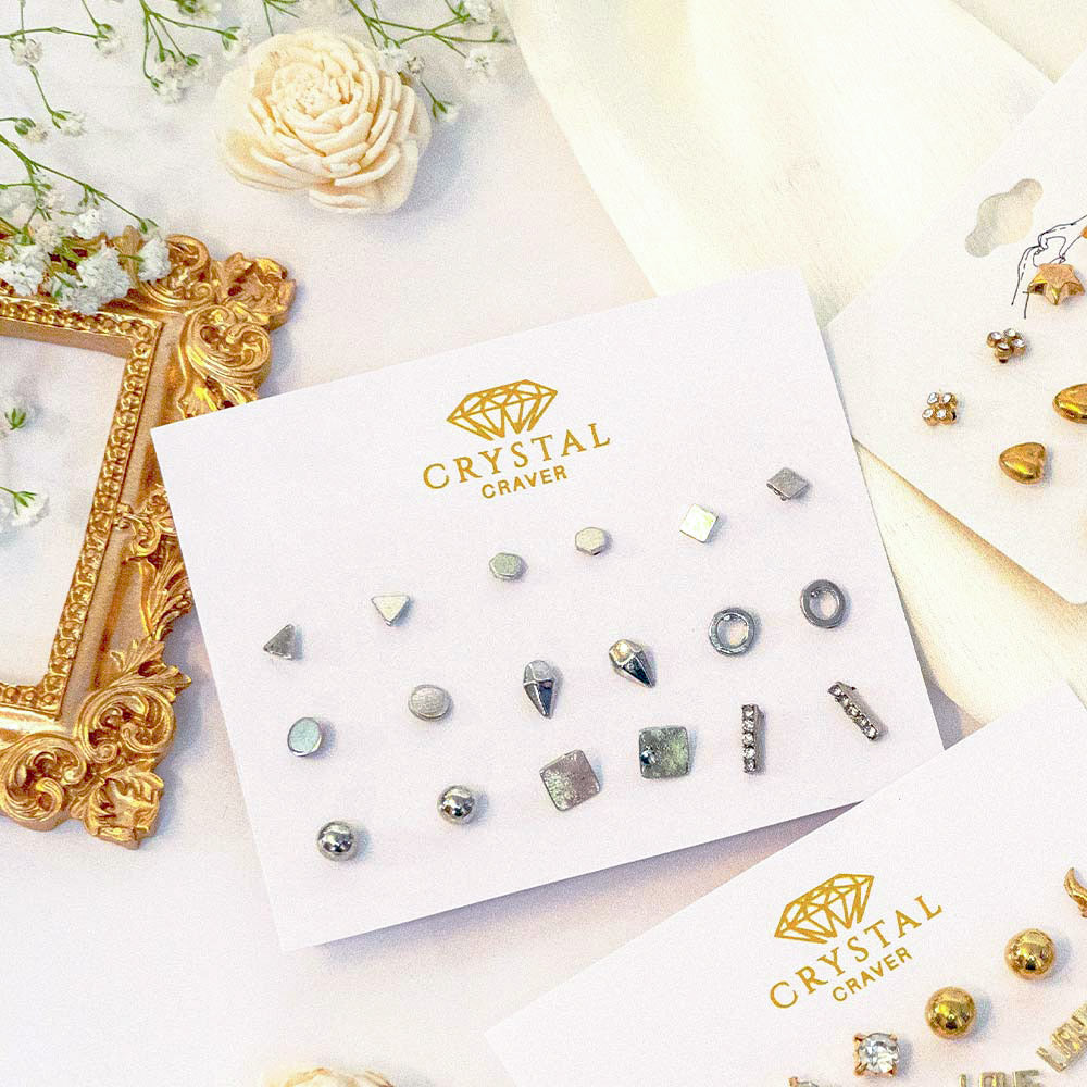 Silver Mini Stud Earring Set Of 9