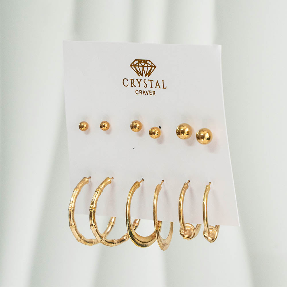 Vintage Gold Earring Set Of 6