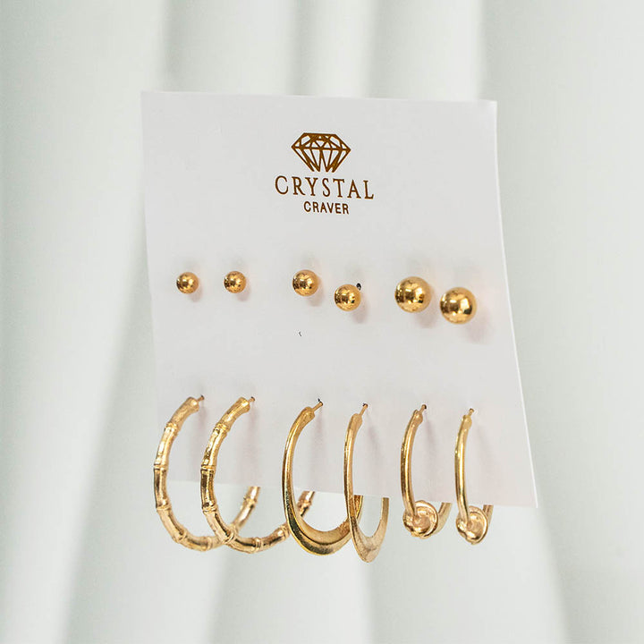 Vintage Gold Earring Set Of 6