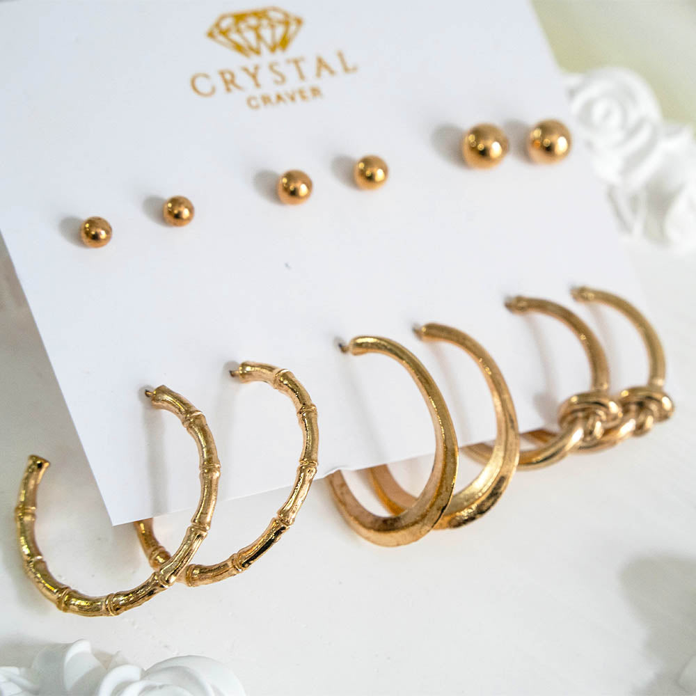 Vintage Gold Earring Set Of 6
