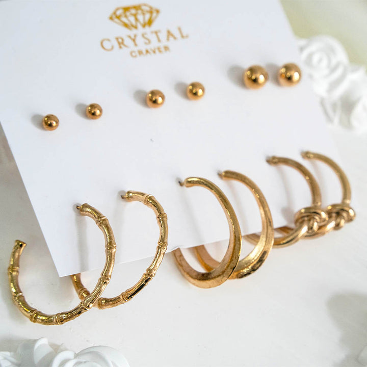 Vintage Gold Earring Set Of 6