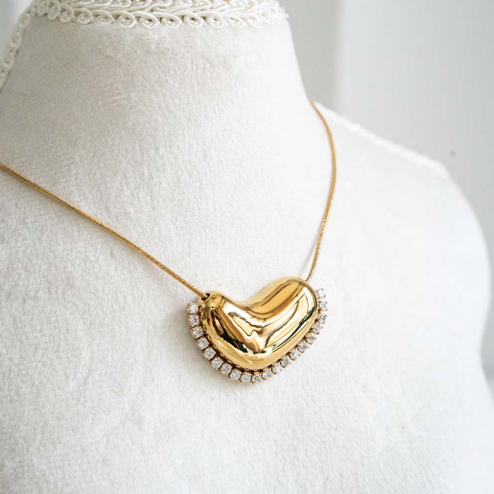 Delicate Heart CZ Stainless Steel Necklace