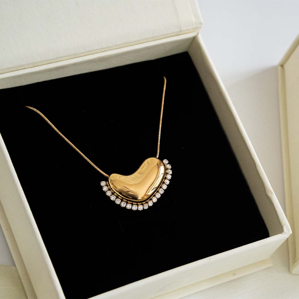 Delicate Heart CZ Stainless Steel Necklace