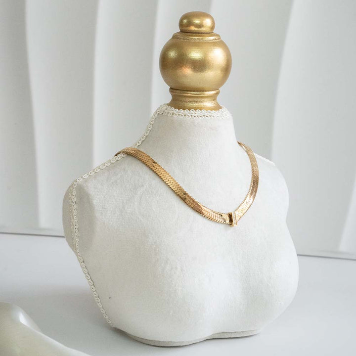 Wide Zircon Snake Chain Stainless Steel Necklace