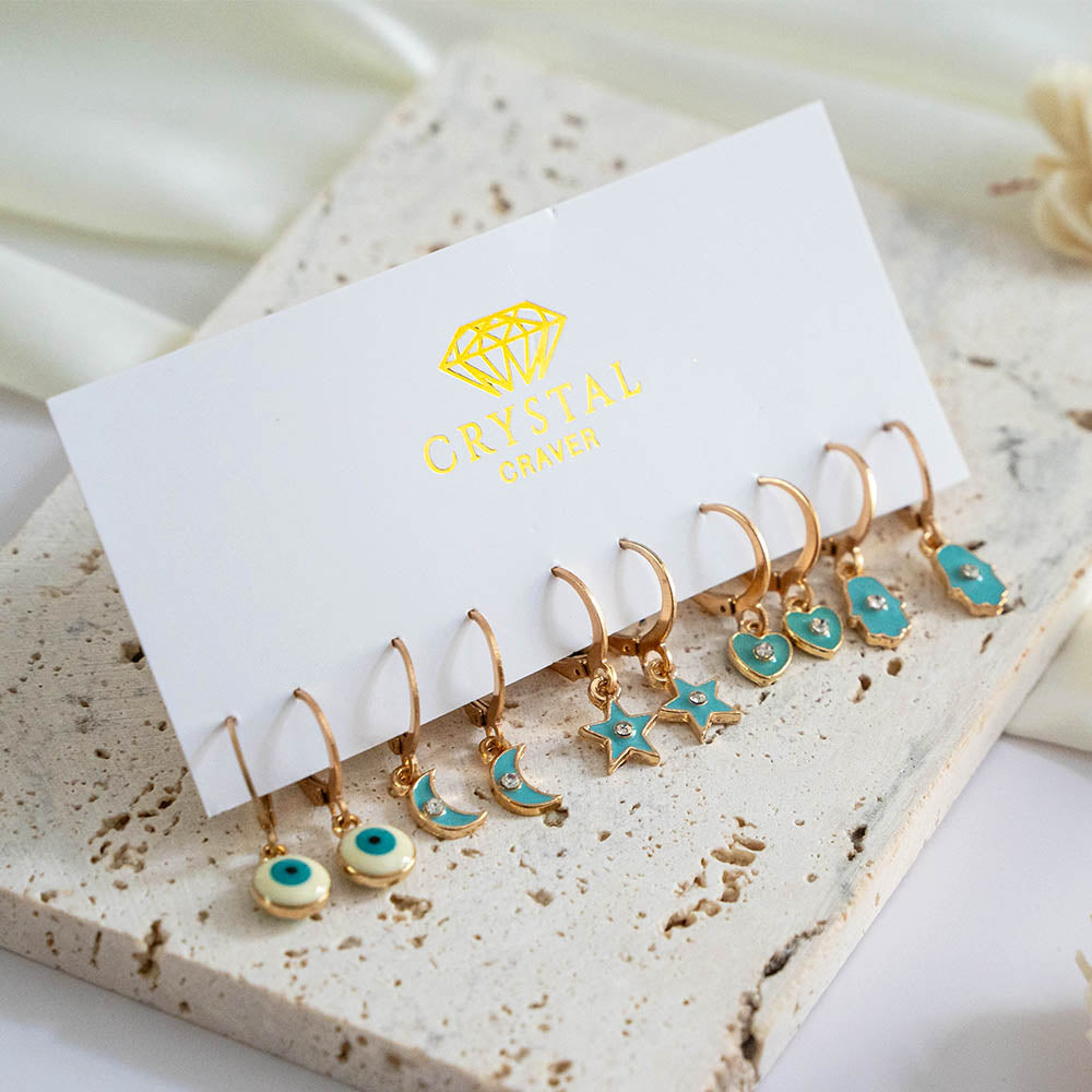 Charm Jewel Earring Set Of 5