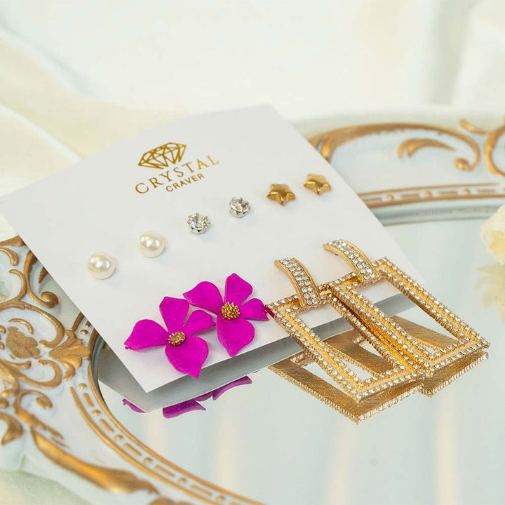 Blush Pink Earring Set Of 5