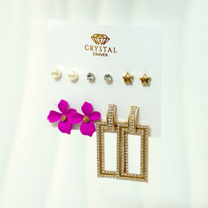 Blush Pink Earring Set Of 5