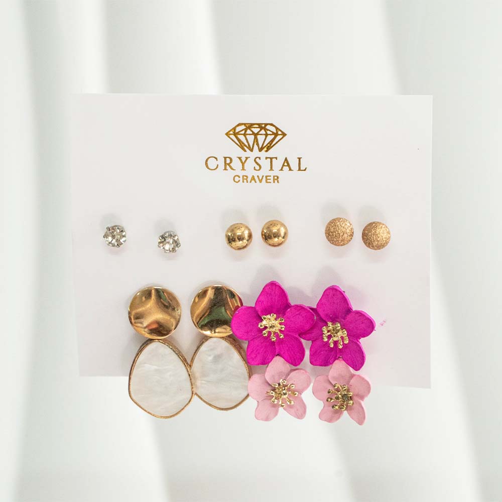 Blush Pink Earring Set Of 5