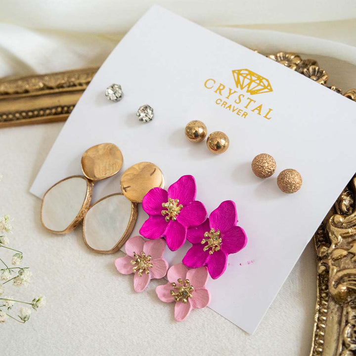 Blush Pink Earring Set Of 5