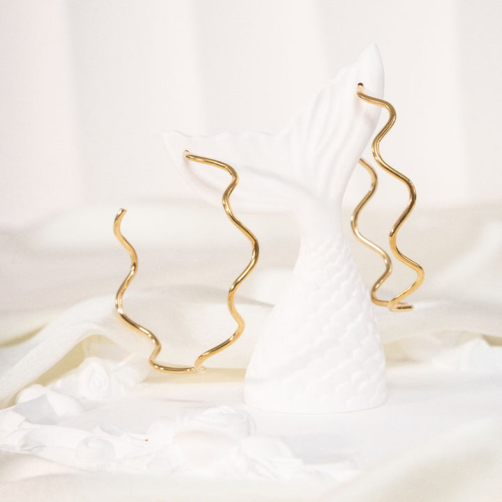 Large Wavy Stainless Steel Hoop Earring