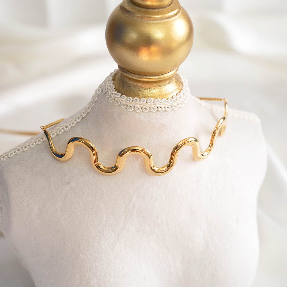 Wave Choker Stainless Steel Necklace