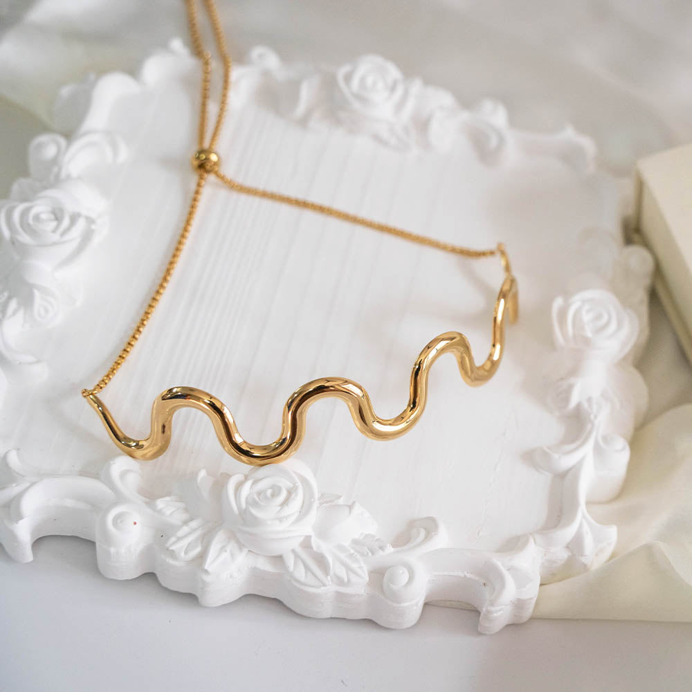 Wave Choker Stainless Steel Necklace