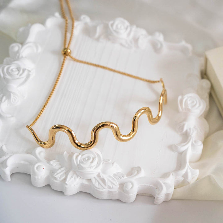 Wave Choker Stainless Steel Necklace