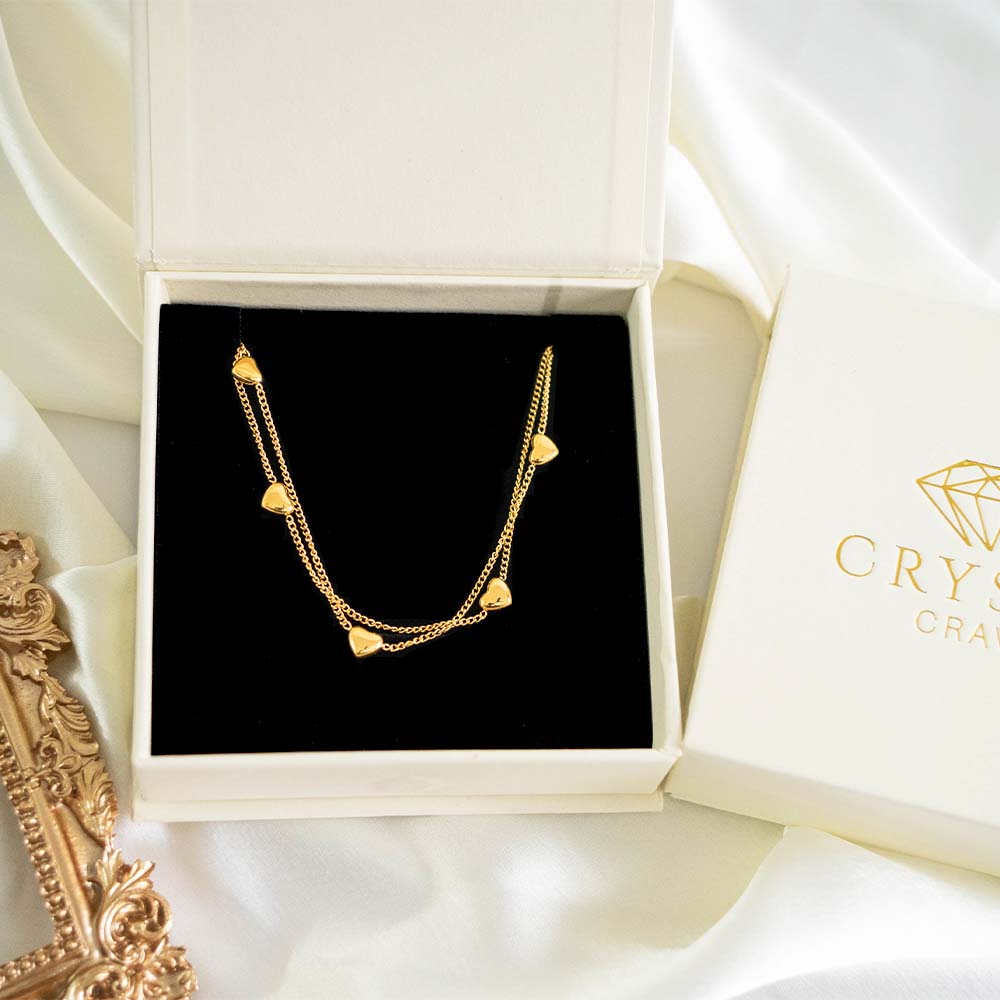 Layered Heart Stainless Steel Anklet