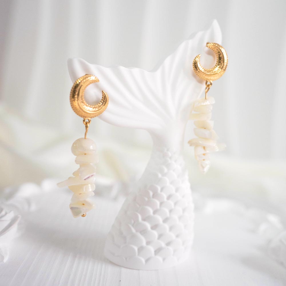 Shell Crescent Necklace & Earring Combo