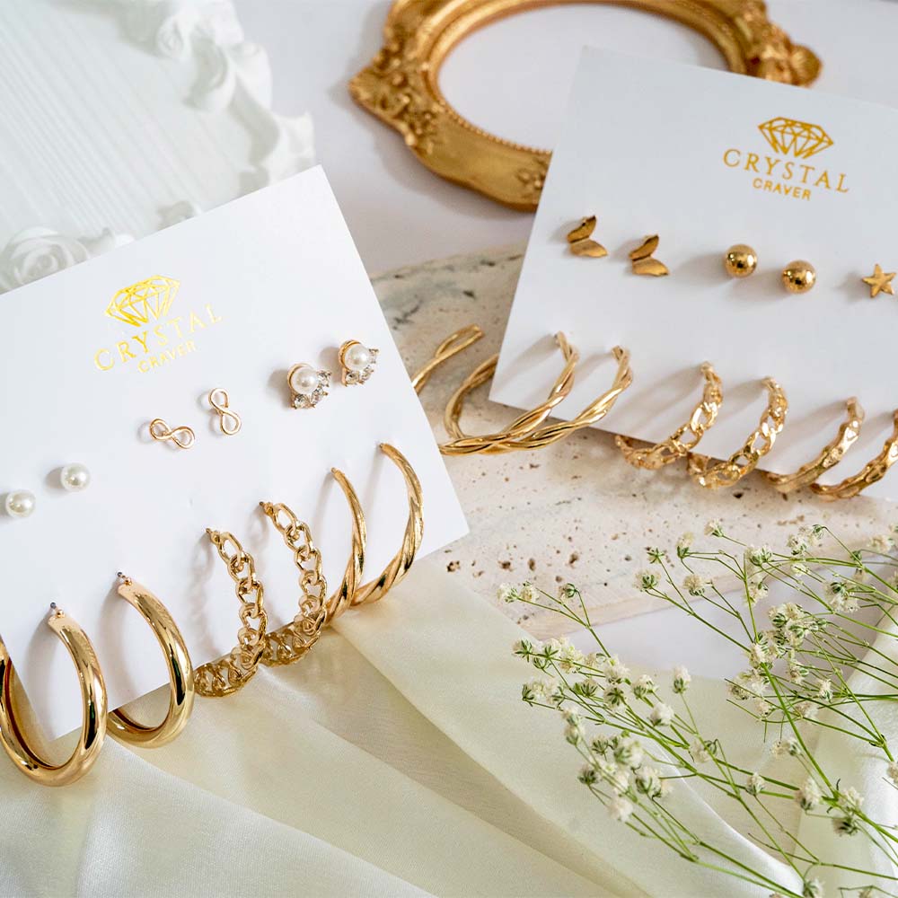 Gold Fame Earrings Set Of 6