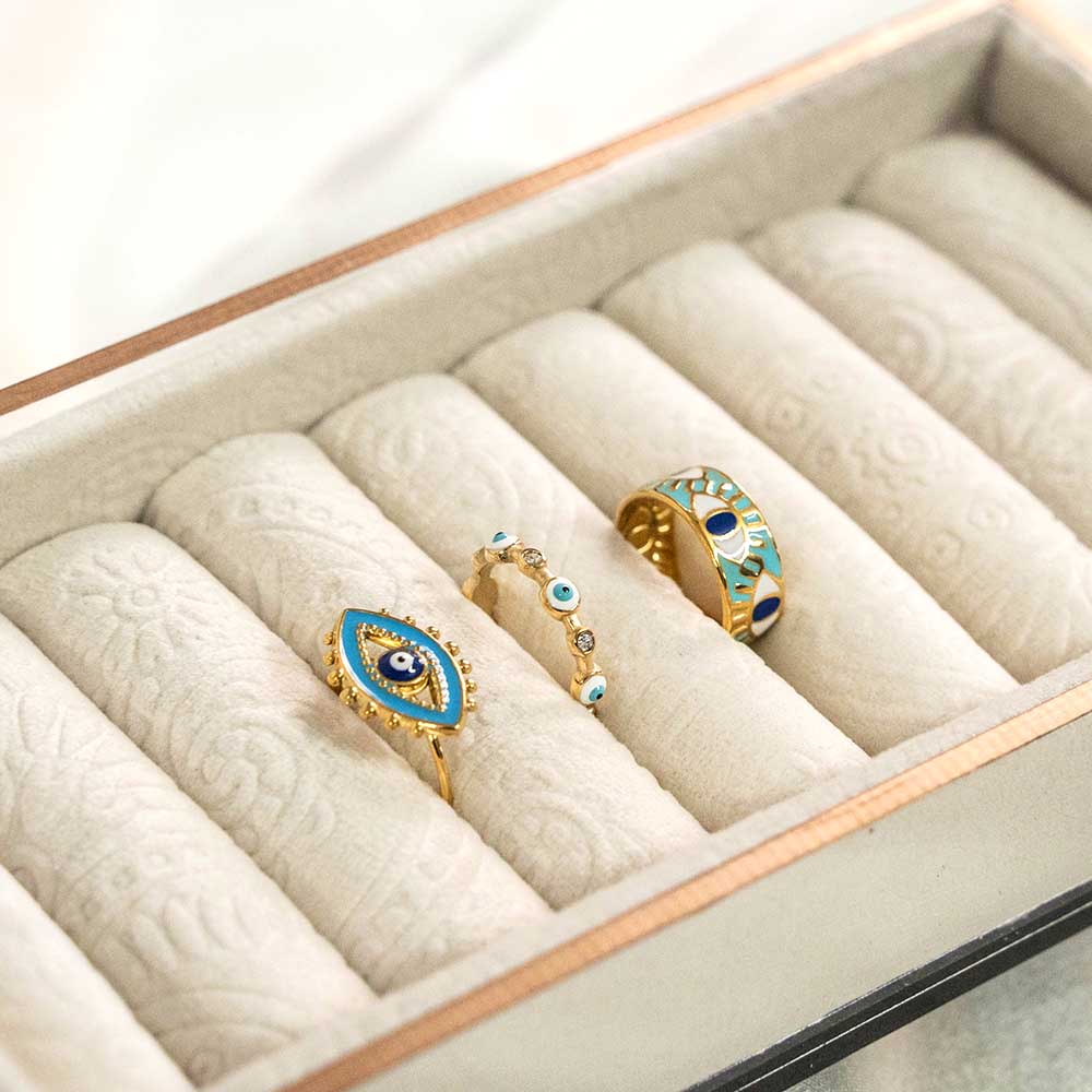 Dainty Evil Eye Stainless Steel Rings