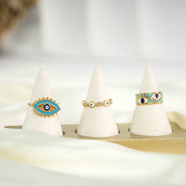 Dainty Evil Eye Stainless Steel Rings