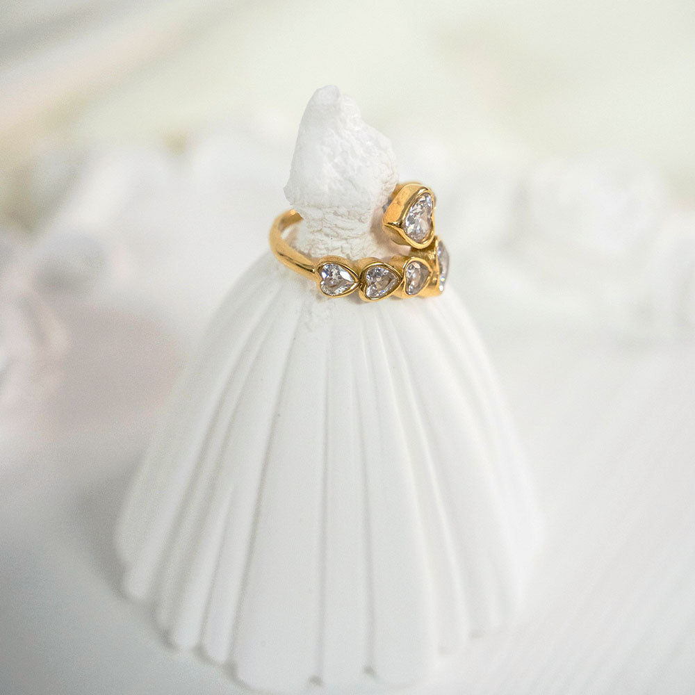 Shimmer Heart Stainless Steel Ring