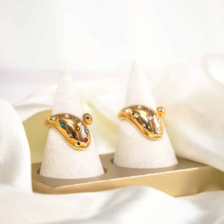 Tear Drop Zircon Stainless Steel Rings