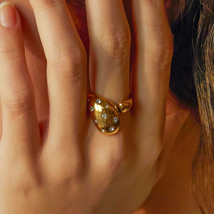 Tear Drop Zircon Stainless Steel Rings