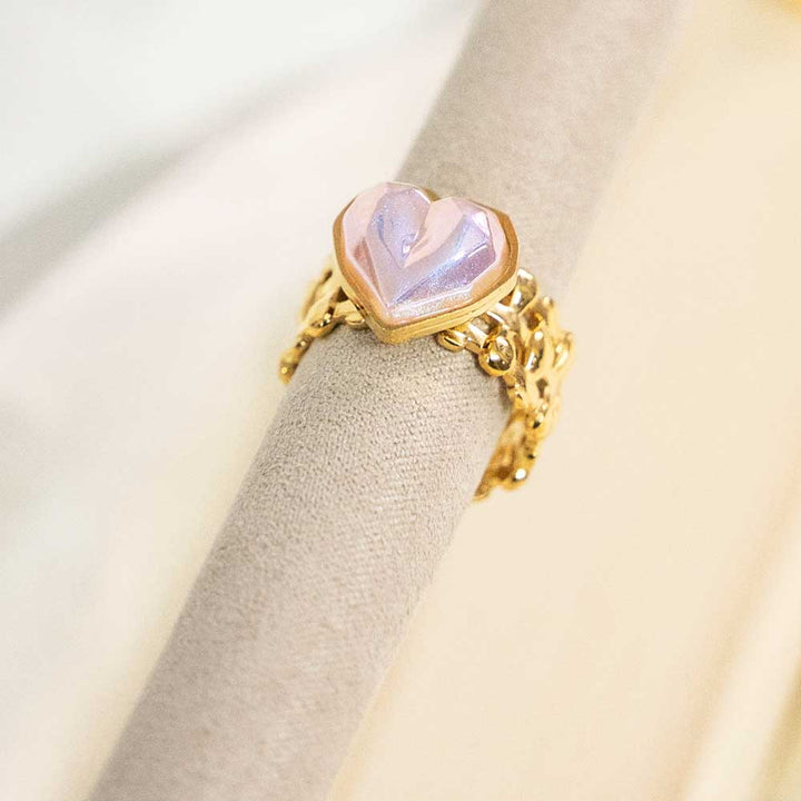 Flamingo Heart Stainless Steel Ring