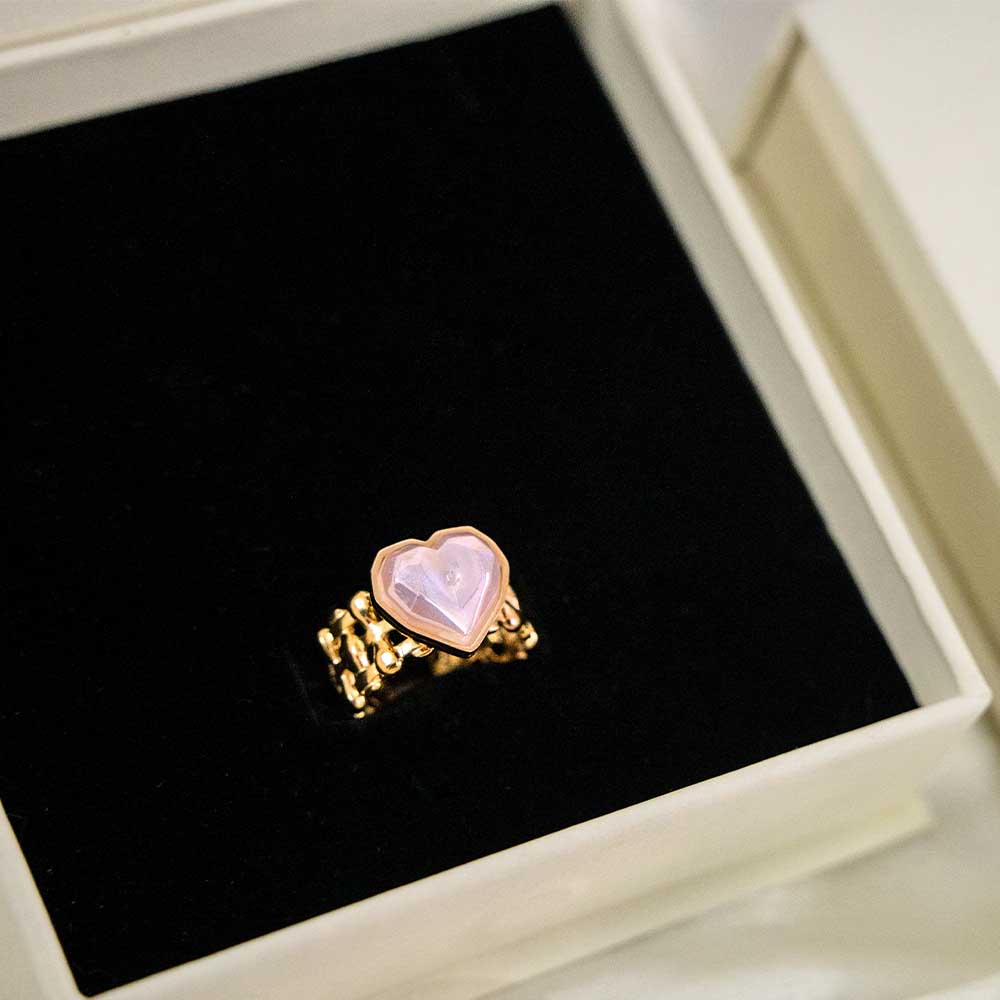 Flamingo Heart Stainless Steel Ring