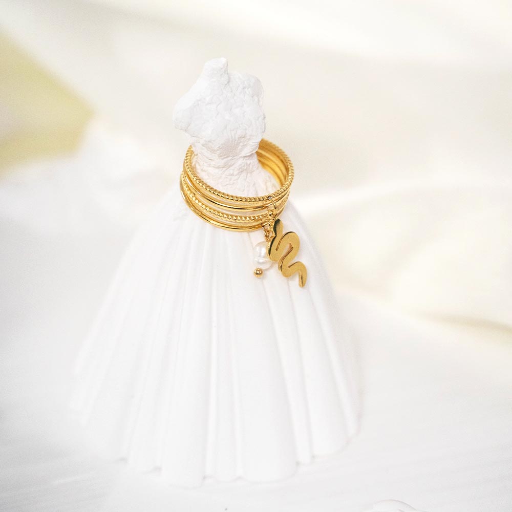 Layered Charm Stainless Steel Rings