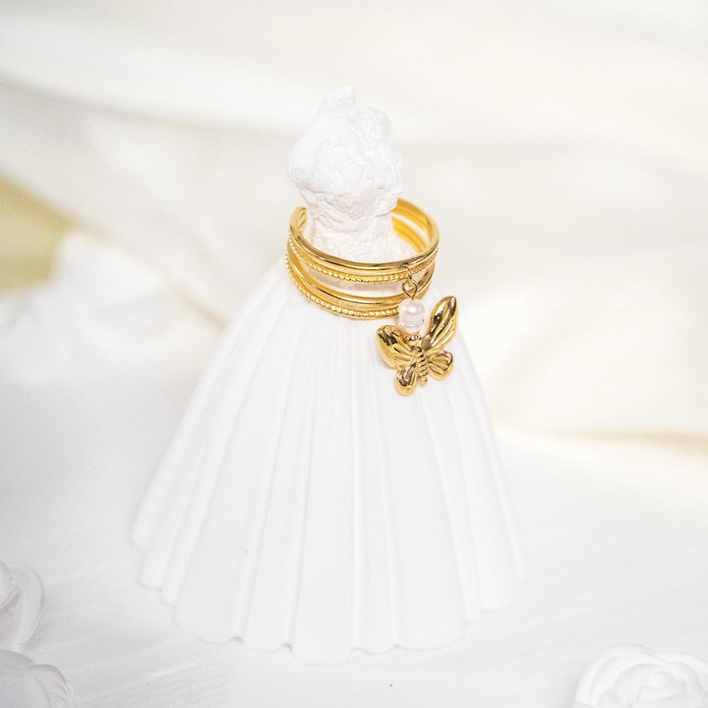 Layered Charm Stainless Steel Rings