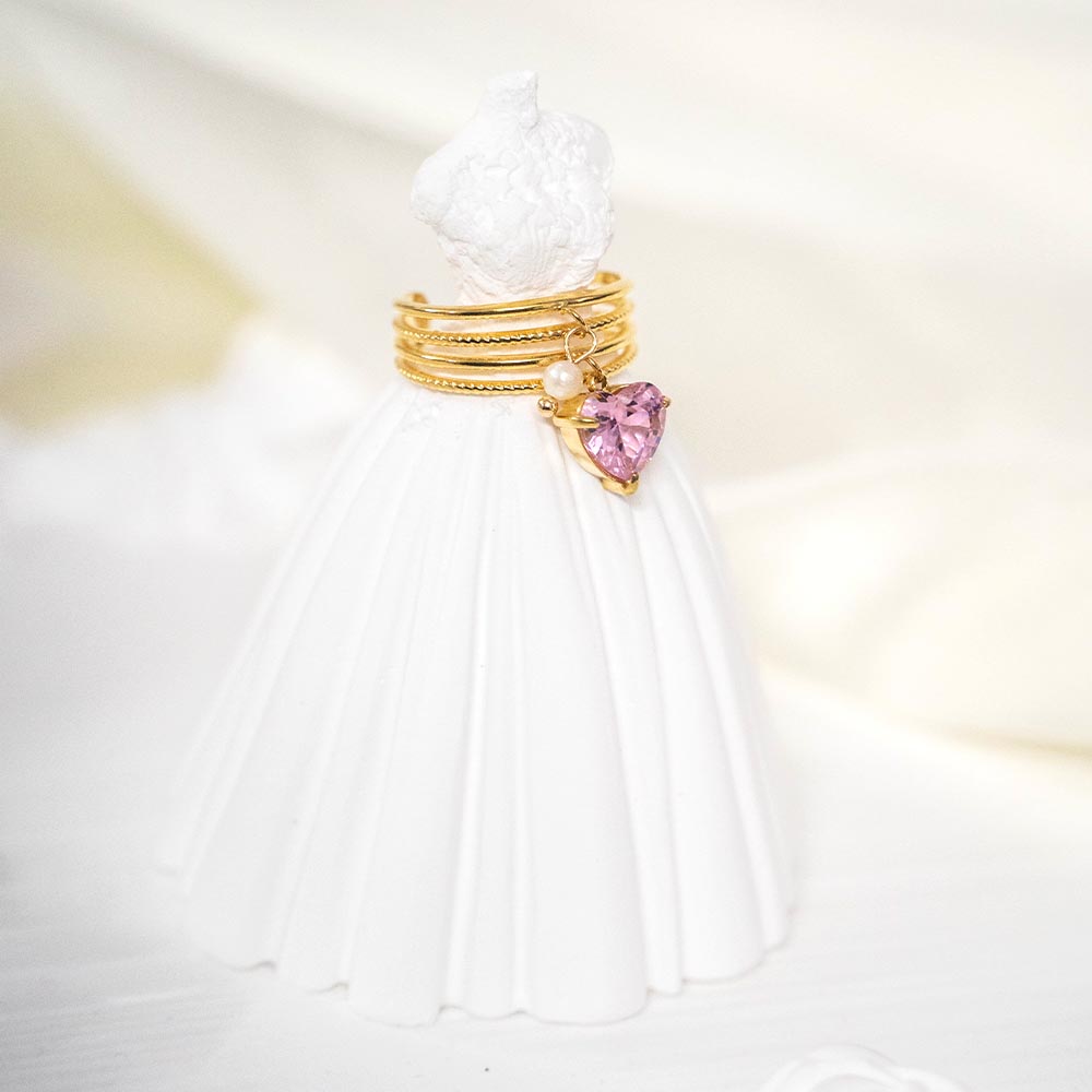 Layered Charm Stainless Steel Rings