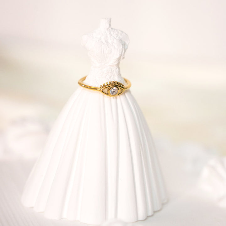 Zircon Evil Eye Stainless Steel Ring