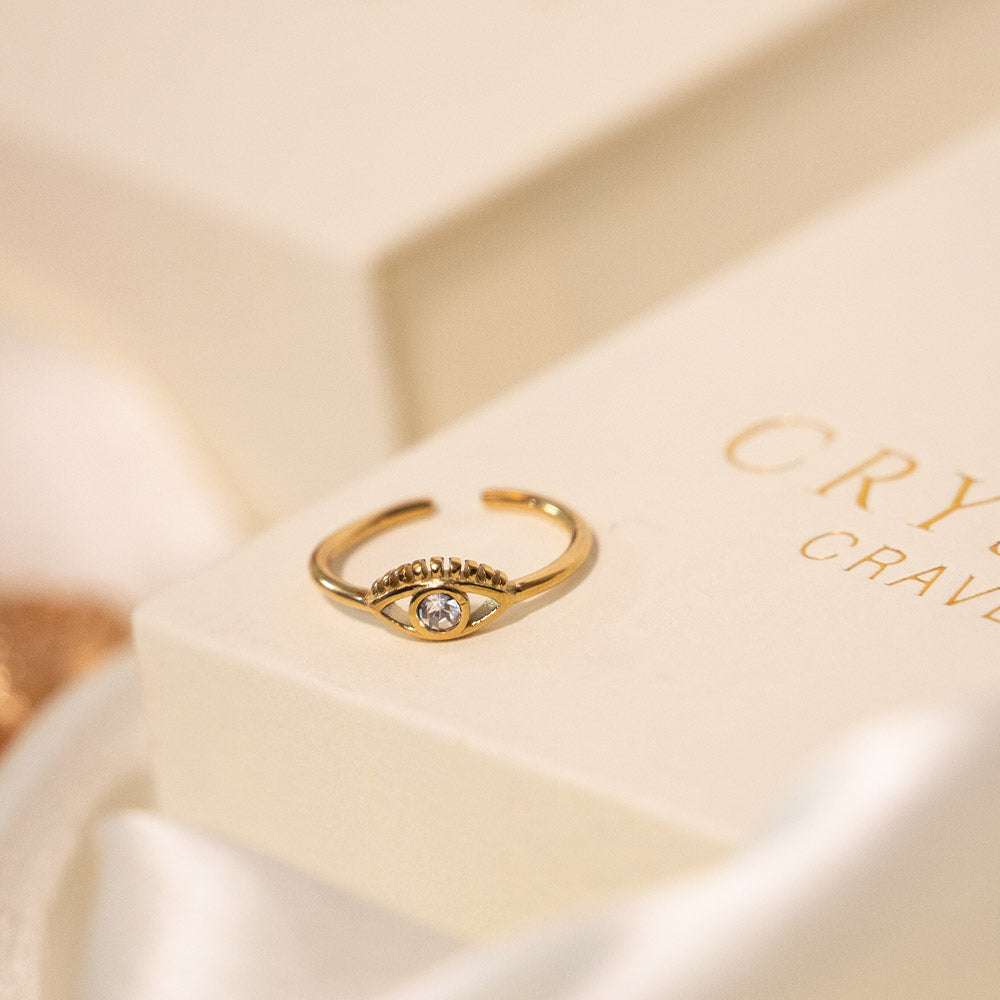 Zircon Evil Eye Stainless Steel Ring