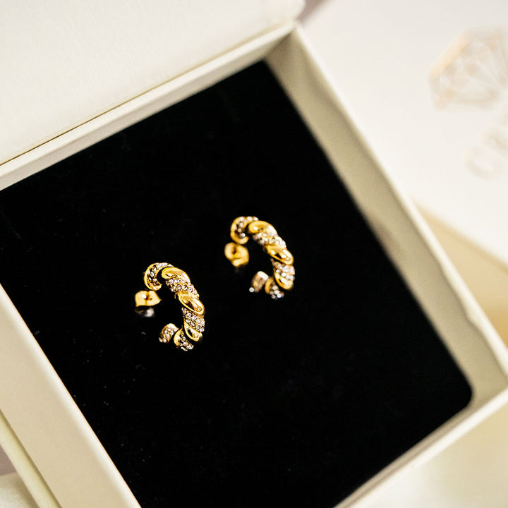 Twisted Zircon Stainless Steel Hoop Earring