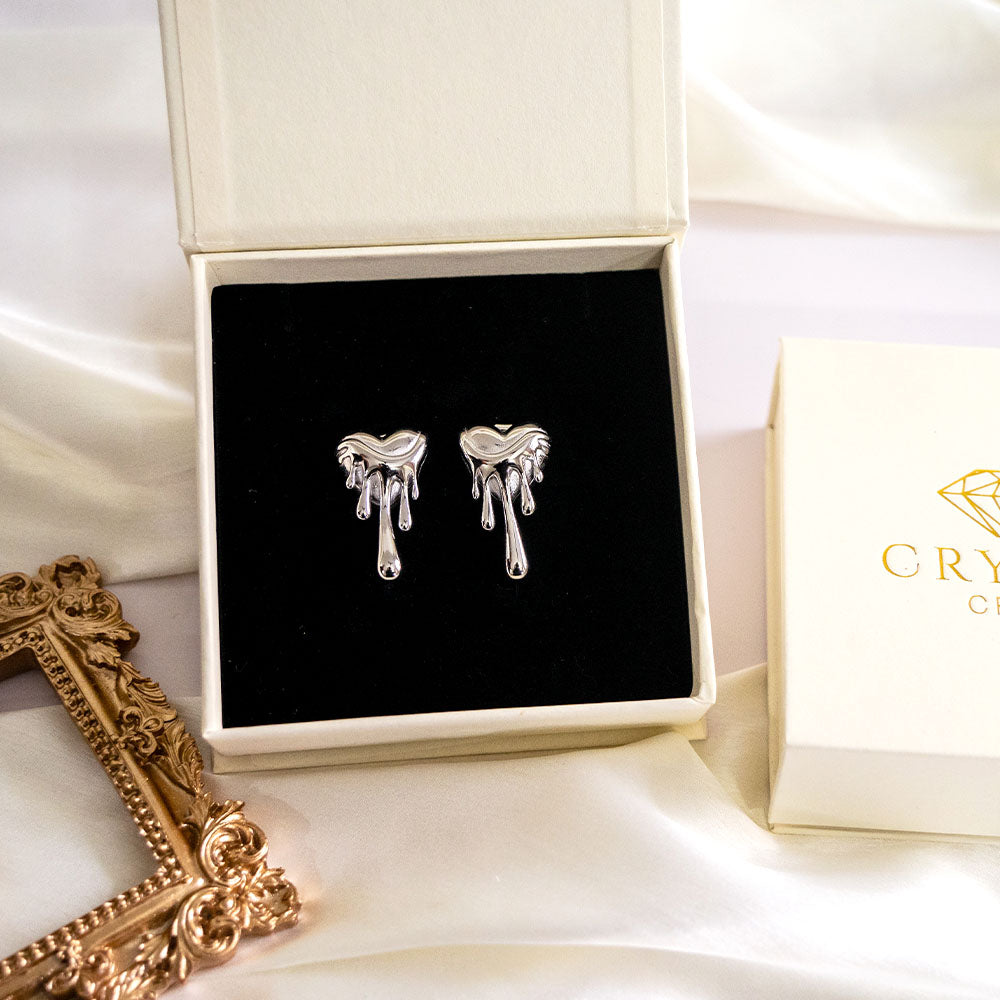 Silver Melting Heart Stainless Steel Earring