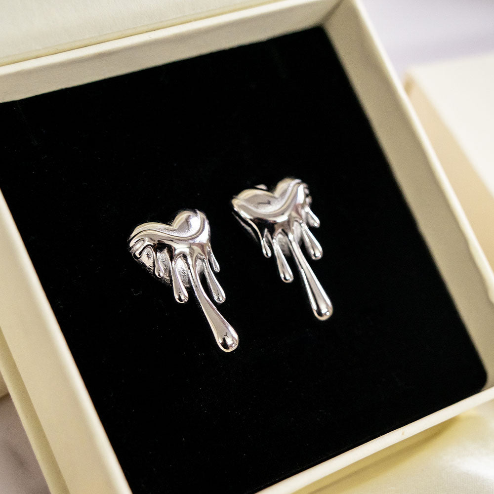 Silver Melting Heart Stainless Steel Earring